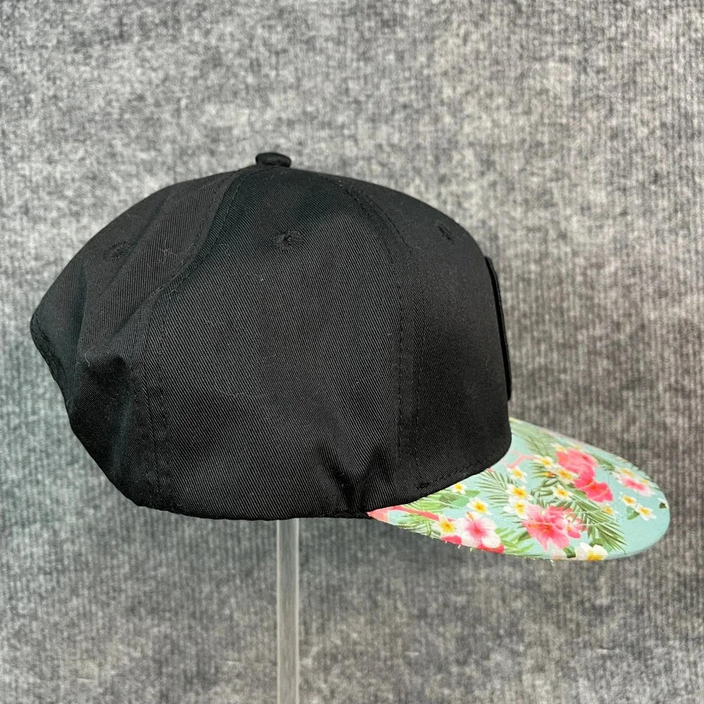 Wampum Snapback Hat Black Tropical Flamingo Floral Anchor Patch Cap